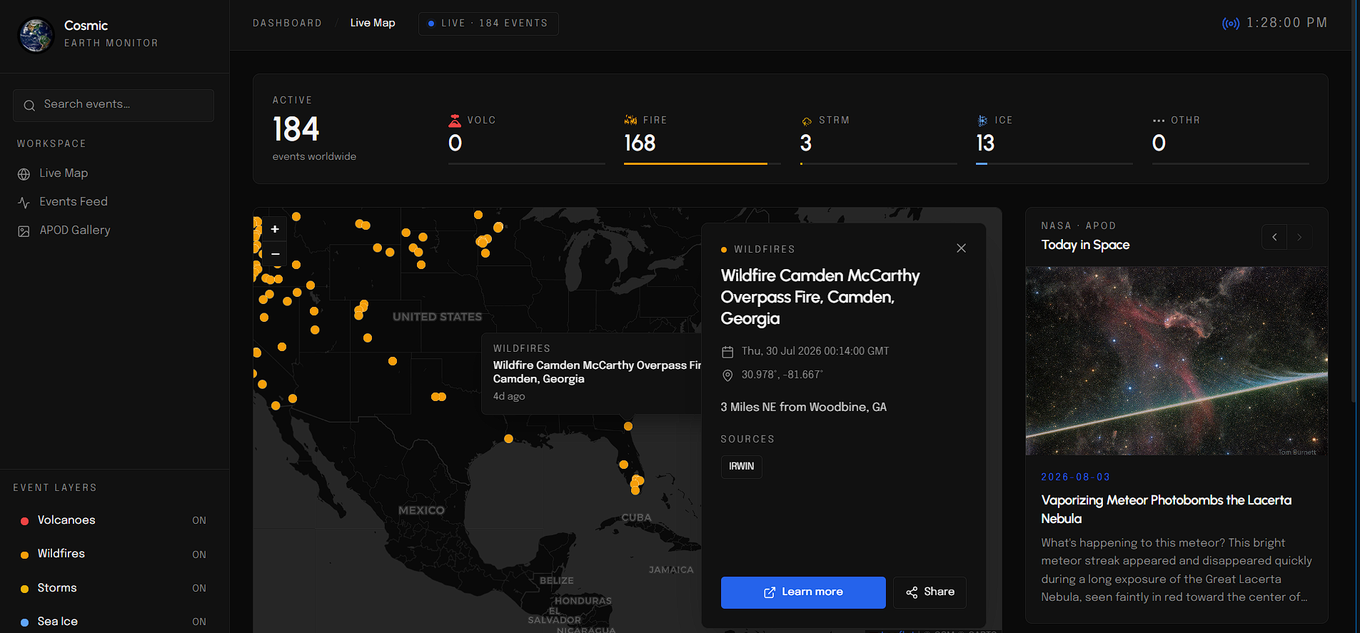 Cosmic Earth Monitor project screenshot